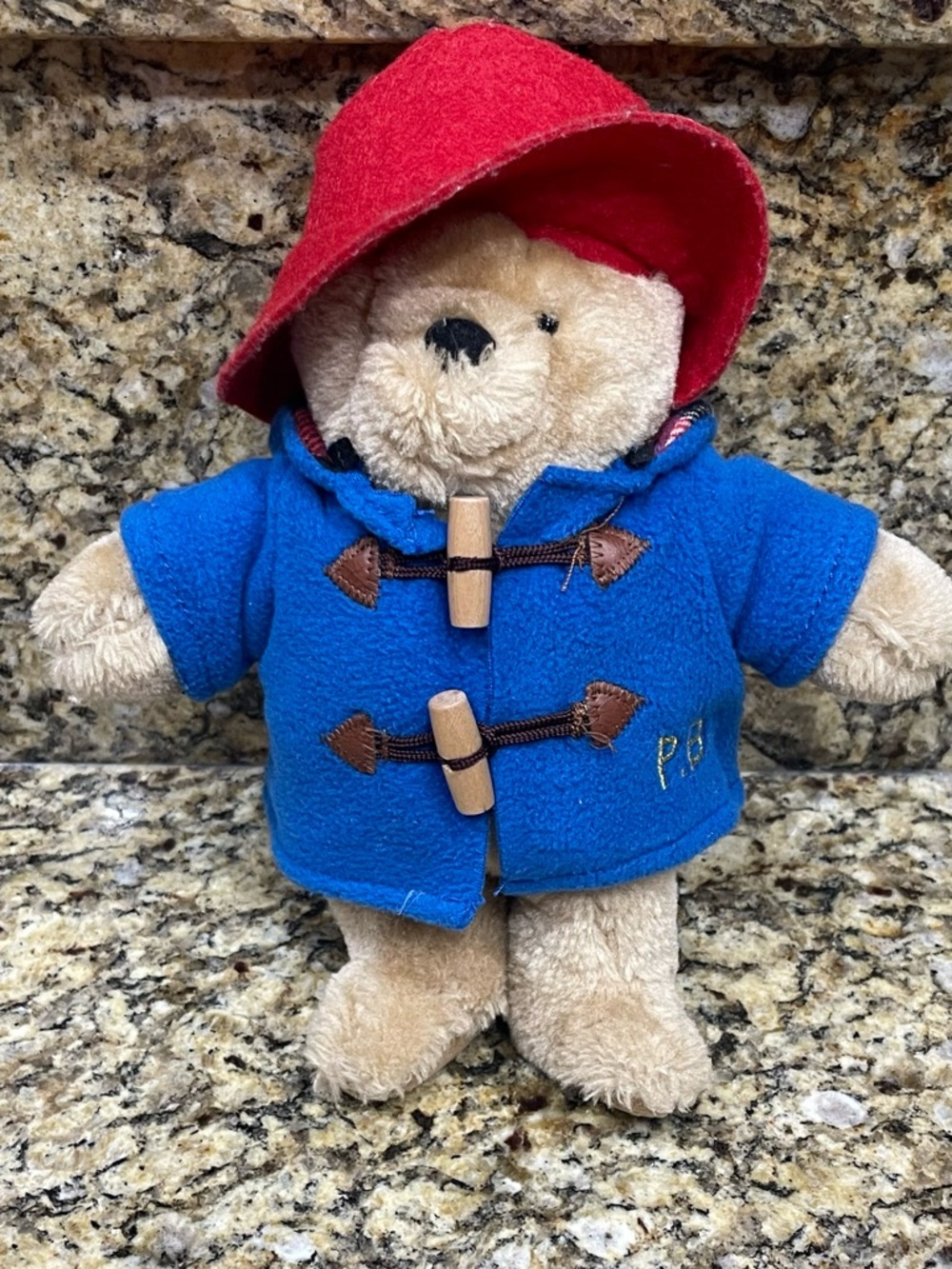 Paddington Teddy Bear Wearing Red Hat and Blue Jacket Stuffed Animal Plush